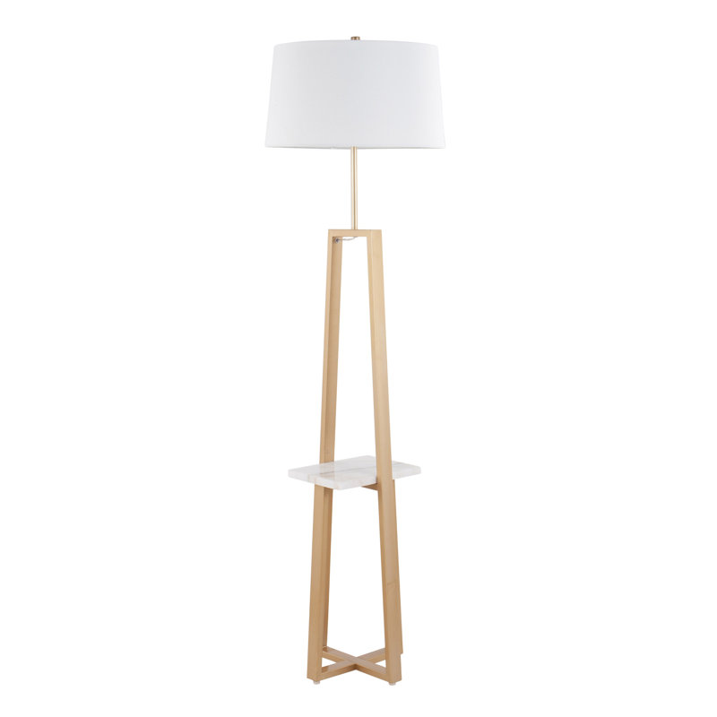 Lampe sur pied à tablette contemporaine, Doré