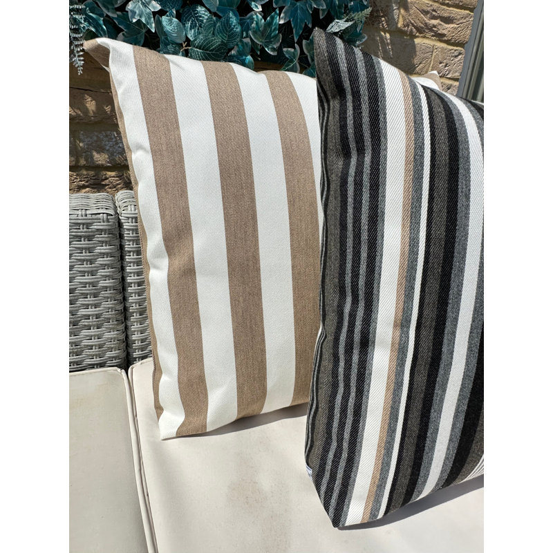 Square Cushion Cover, Beige Striped