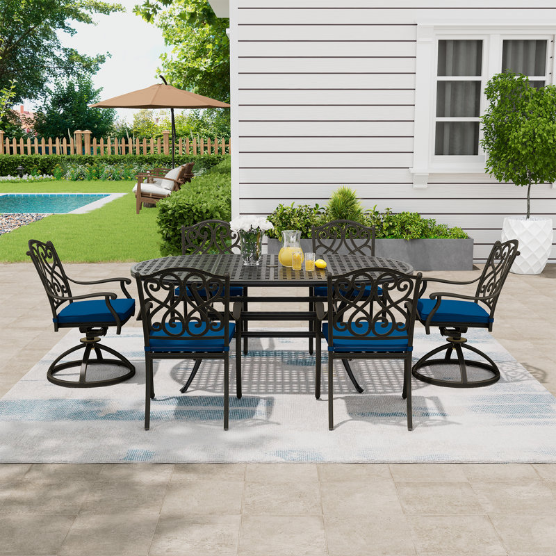 Lidio 6 - Person Patio Dining Set with Oval Table , Cushions Included