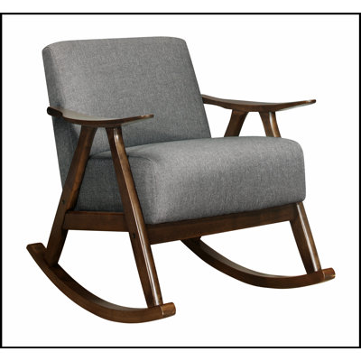 Chaise berçante 1 pièce Modern Home Furniture avec revêtement en tissu gris, finition noyer foncé et rembourrage confortable pour la détente