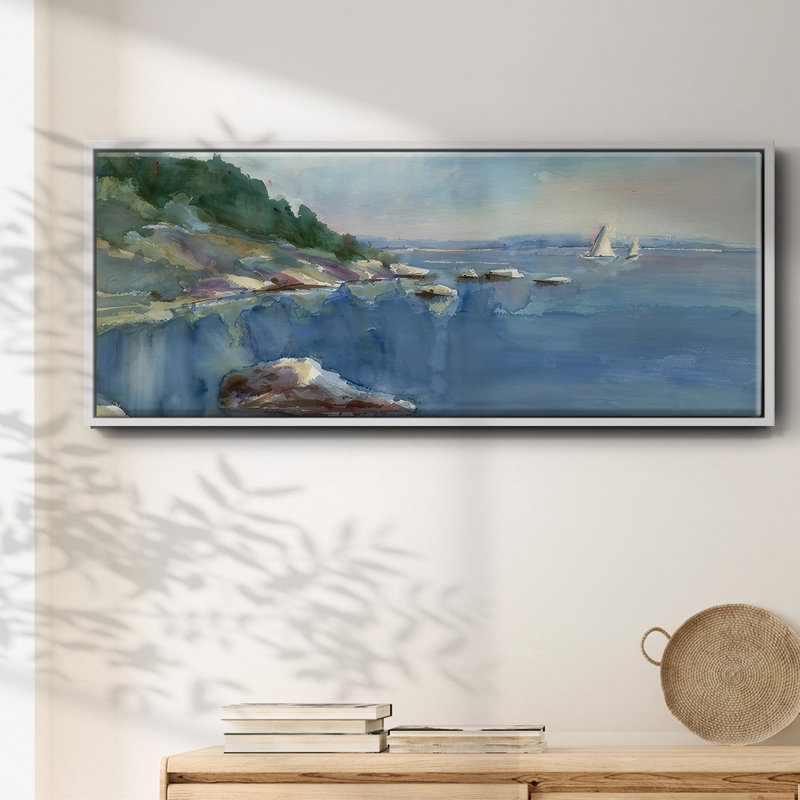 Sailing Bay- Framed Canvas, 8" H x 20" W