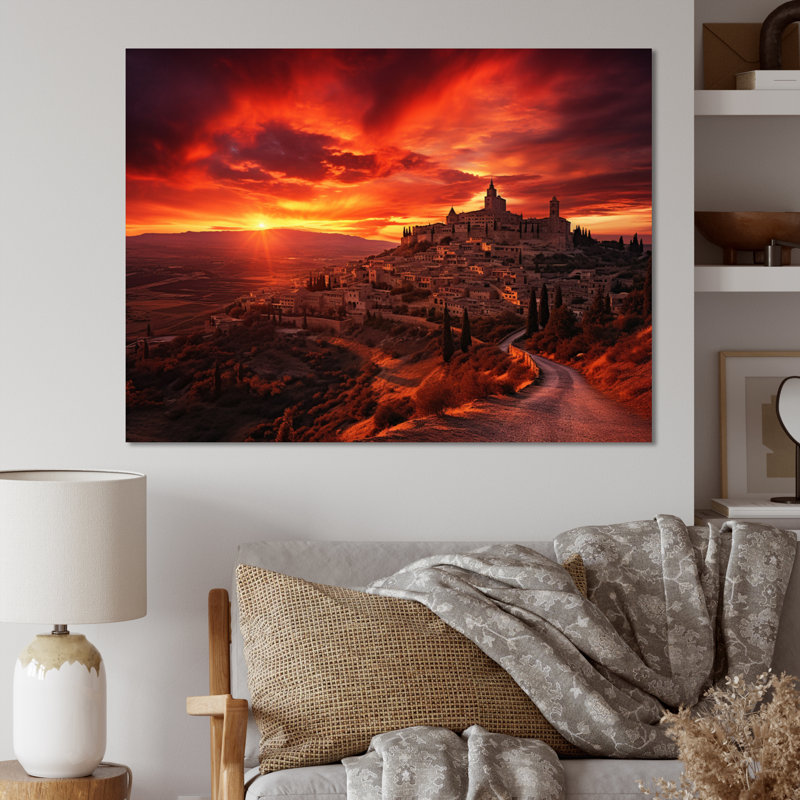 Kokou, Espagne, lever de soleil sur toile, H 16 po x l 32 po x P 1 po, Toile tendue