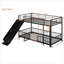 Lit superposé convertible simple au-dessus d'un lit simple, structure en métal noir classique avec garde-corps et glissade pour chambres d'enfant