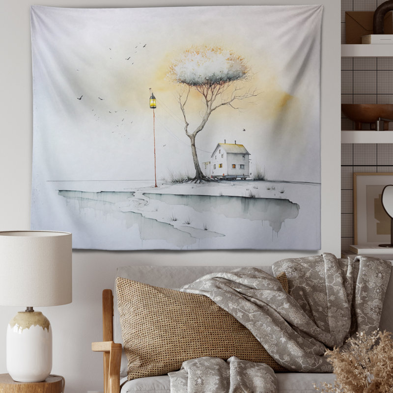 Tapisserie en polyester avec des punaises, H 32 po x l 39 po