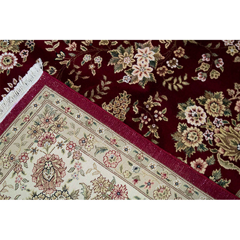Hand-Knotted High-Quality Wine and Ivory Area Rug