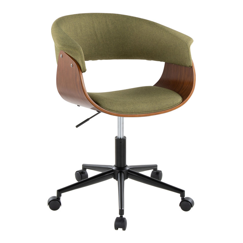 Chaise de bureau Zeitz, Noir / bois de noyer, Crème