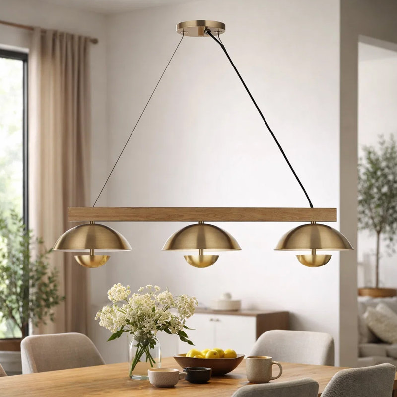 Lustre d'îlot de 47 po avec DEL Dome en laiton rustique Sete de Sete