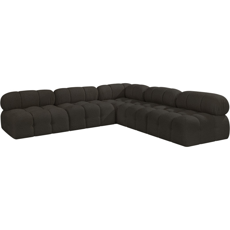 Canapé Ames, Tissu brun bouclé, 4 sans accoudoirs, 1 en coin
