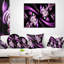 Purple on Black 3D Surreal Art - Floral Printed Pillow-30718741-30718745