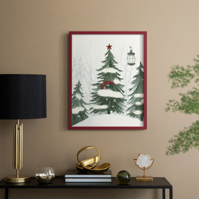 «Christmas Holiday Art», reproduction encadrée en bois massif