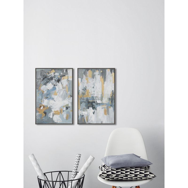 « paint strokes », ensemble de 2 cadres à flotteurs parvez taj, sur toile, H 18 po x l 12 po x 1,5 po