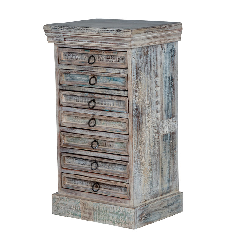 Solid Wood Jewelry Armoire, White Washed