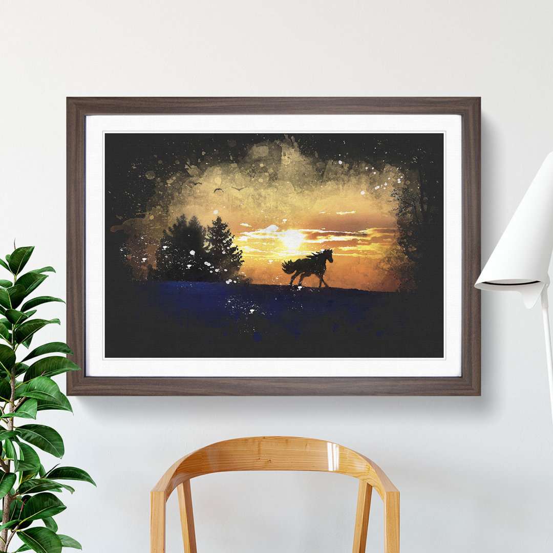 Wild Horse at Sunset Vol.2 Paint Splash - Picture Frame Graphic Art