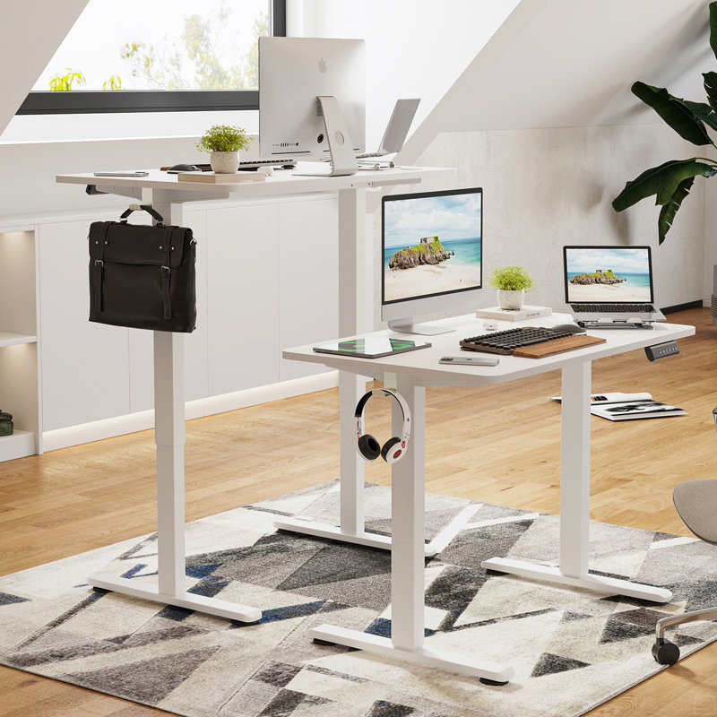 Bureau de travail électrique à hauteur réglable, Blanc, H 6,1 po x l 40,55 po x P 13,19 po