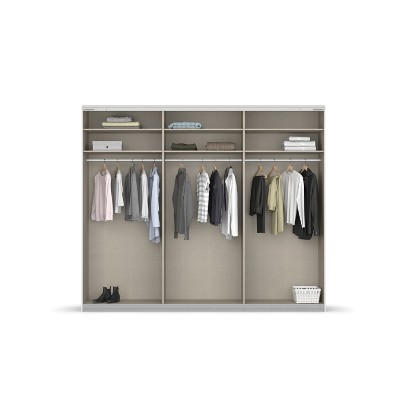 Kulmbach 3 Sliding Door Wardrobe 271 cm Alpinwhite/Glass White INCL. Delivery and Assembly, 229cm H x 271cm W x 62cm D