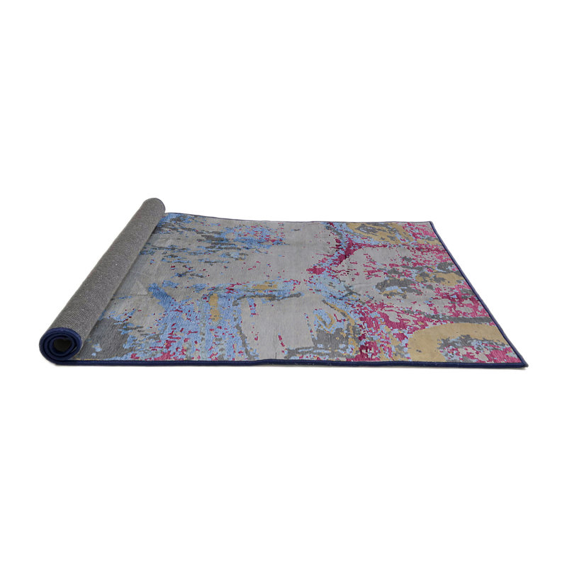 Tapis gris / bleu / rouge, Rond 6 pi