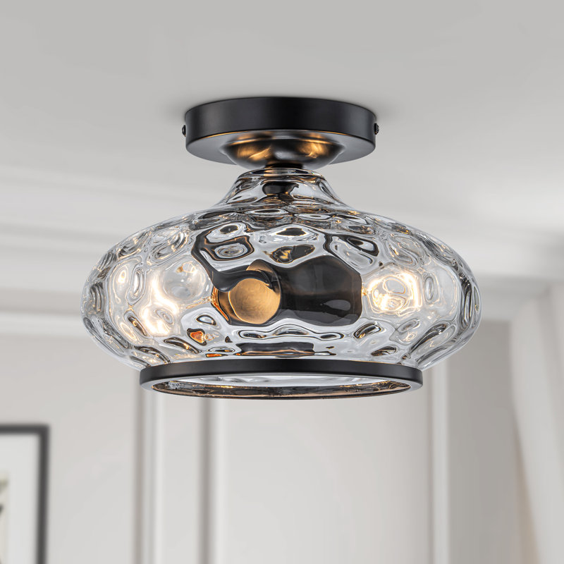 Plafonnier semi-encastré 2 lumières Alixandra, Noir mat