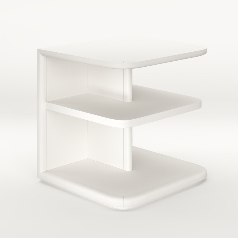 Cannello Floor Shelf End Table with Storage, Lino Bianco
