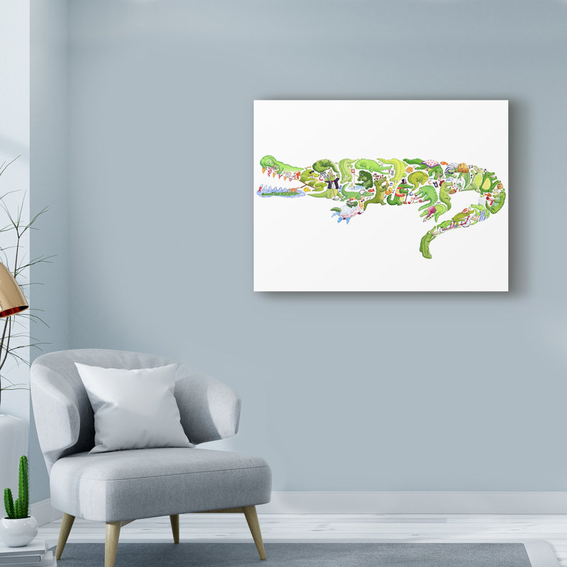 « crocodile collage », reproduction d’impression sur toile tendue, H 24 po x l 32 po x P 2 po