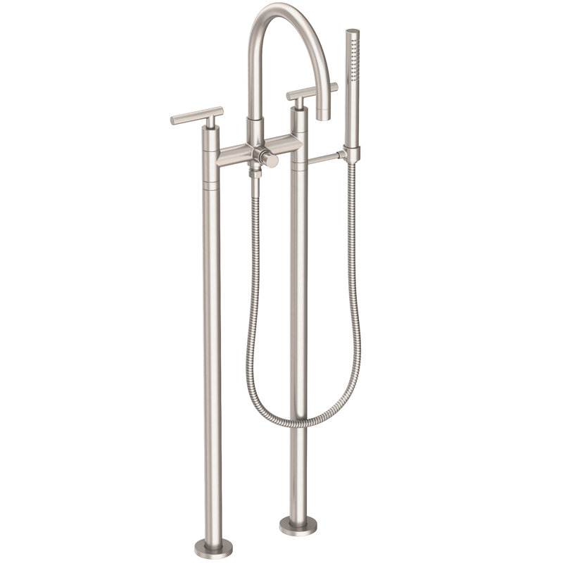Exposed Tub & Hand Shower Set W/Risers, Satin Nickel