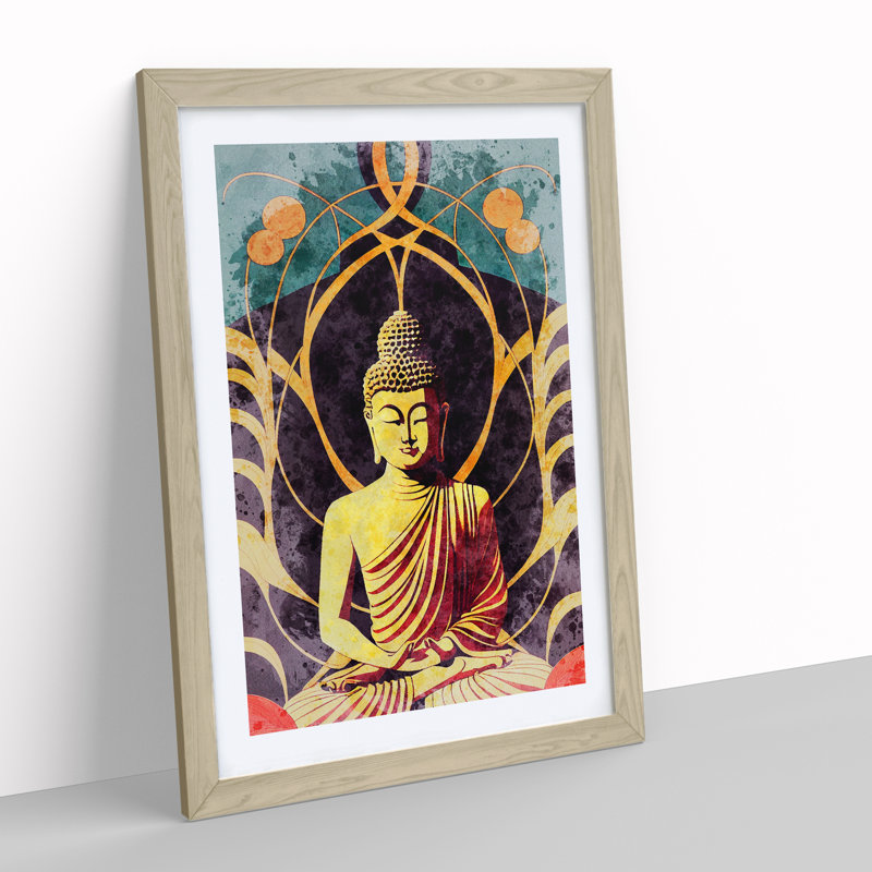 Splendid Buddha - Framed Print, 46cm H x 34cm W x 2cm D, Oak Framed