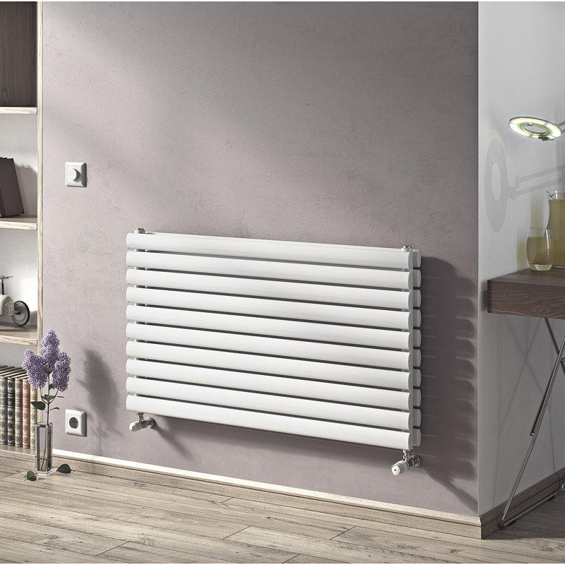 Angela Horizontal Oval Panel Radiators, White, 23.6cm H x 180cm W x 10.2cm D