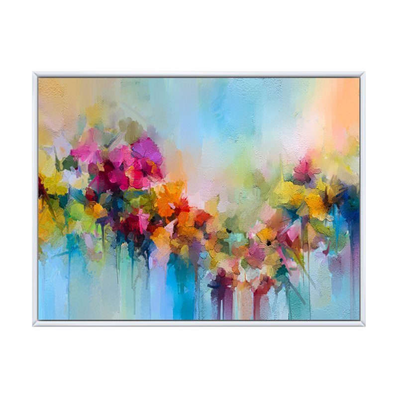 «Abstract Paintbrush Spring Flower Bouquet II», reproduction sur toile flottante, H 16 po x l 32 po x P 1 po