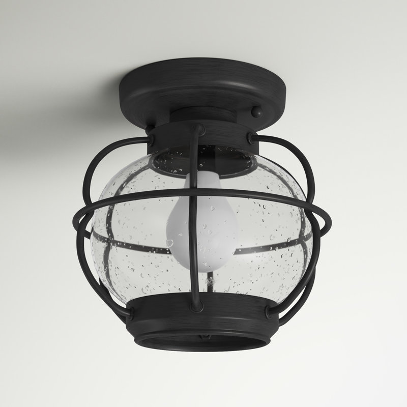 Smithboro Oil Rubbed Bronze 1 - Bulb Outdoor Semi Flush Mount