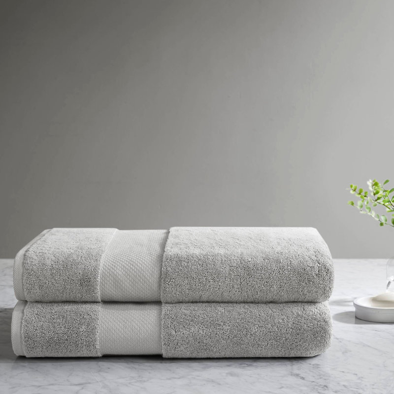 2 PCS 35X70" - 2PK 100% Cotton Bath Sheet Set Grey