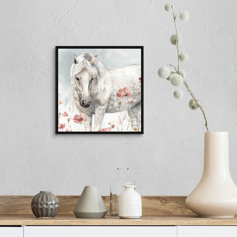 Art sauvage sur toile, "Chevaux sauvages", H 14 po x l 14 po x P 2 po, Toile avec cadre noir