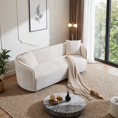 Modern 3-Seater Curved Boucle Sofa