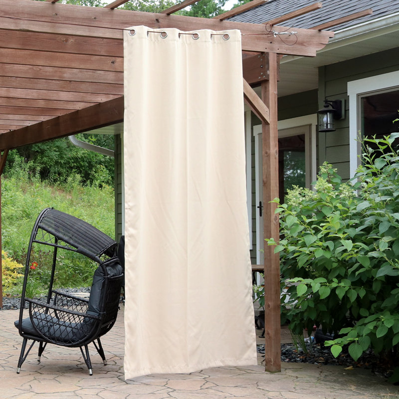 Keenesburg Solid Room-Darkening Indoor or Outdoor Curtain - Beige - 52" x 107.5", 52" W x 107.5" L