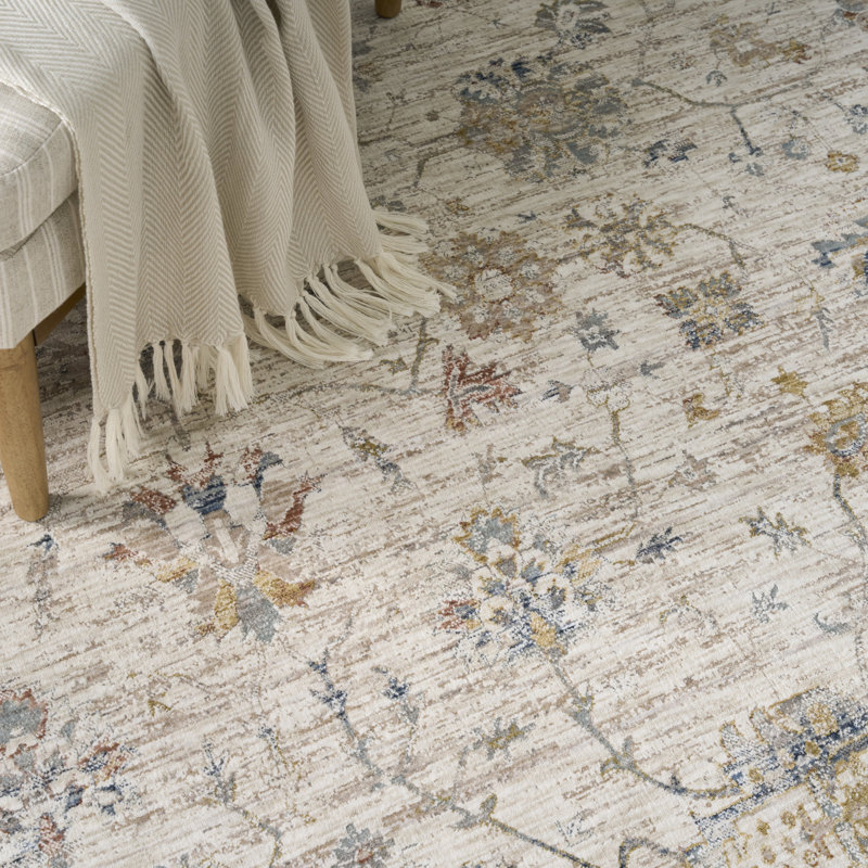 Reuland 9' x 11'10" Ivory Multicolor Vintage Indoor Rug, Rectangle 9' x 11'10"