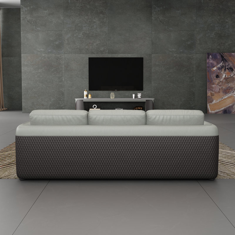Noir Sofa, Gray/Chocolate Genuine Leather