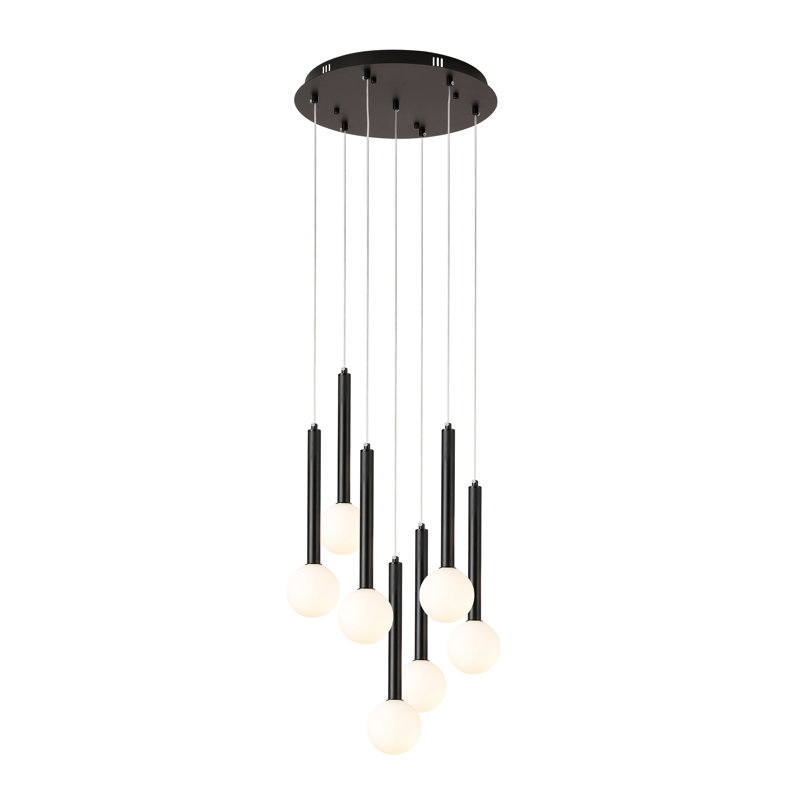 7-light Modern Raindrop Multi-light Cluster Chandelier, Matte Black