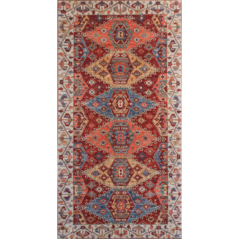 Tapis unique noué à la main orange / rouge / bleu / gris de haute qualité