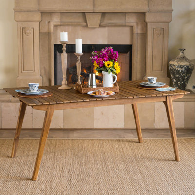 Table de salle à manger d'extérieur en bois massif de 69 po