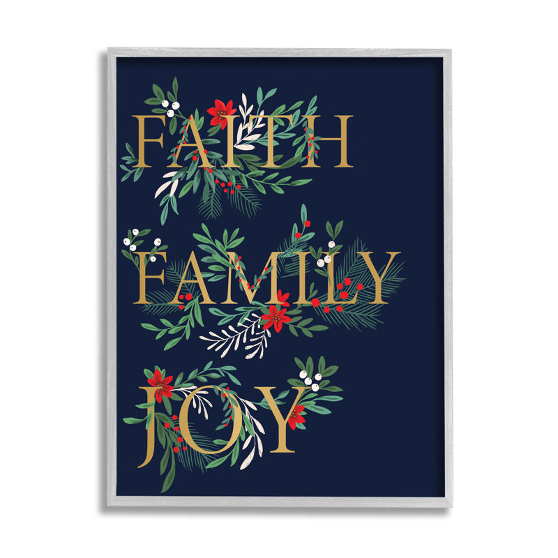 Faith Family Joy Text Traditional, H 30 po x l 24 po, Estampe numérique Farmhouse