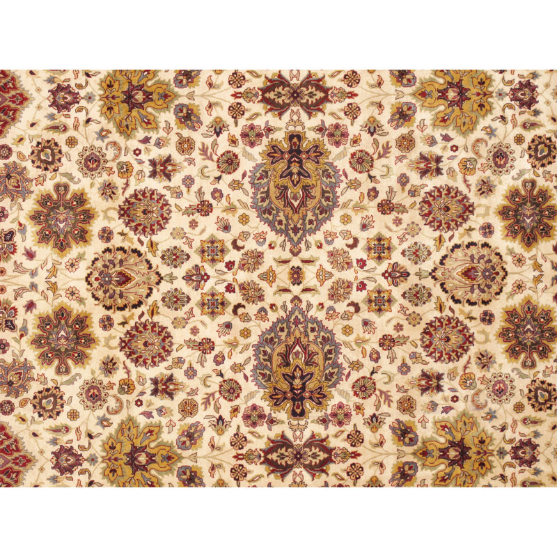 Baku Hand Knotted Wool Oriental Area Rug in Ivory/Red
