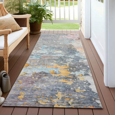 Machine Washable Indoor/Outdoor Claudian ACN1234 Granite Rug