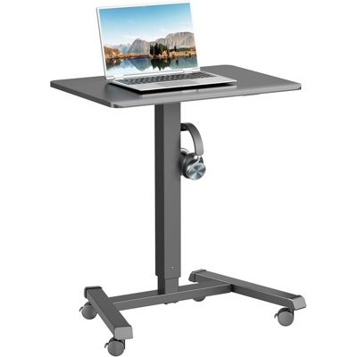 Mobile Rolling Small Table, Adjustable Height Computer Desk