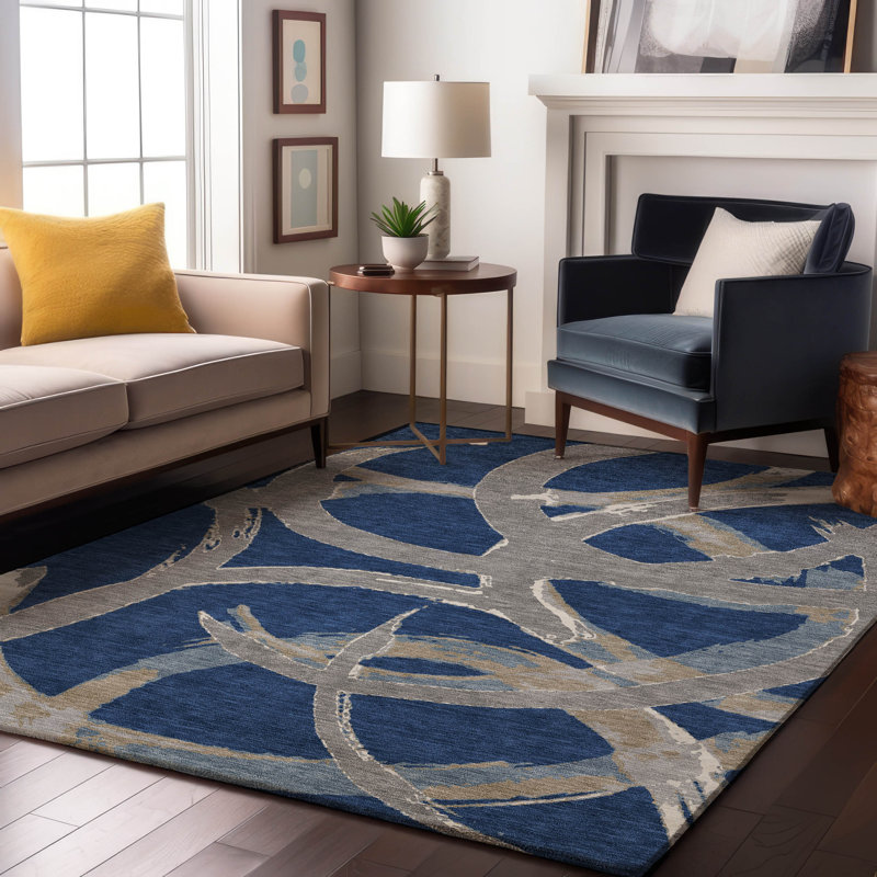 Premium Machine Washable Magaw AMF1022 Circles Rug, Rectangle 10 pi x 14 pi