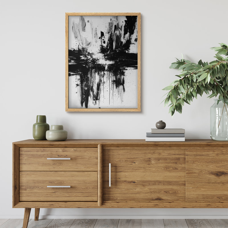 Reproduction d'art encadrée abstraite pour décoration intérieure moderne, H 16 po x l 12 po, Naturel