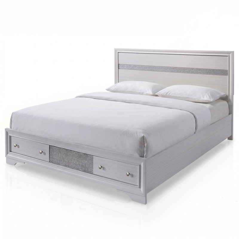 Sana Solid Wood Platform Bed, King, White