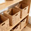 Paniers de rangement en jacinthe d'eau tissés à la main, ensemble de 12 bacs cubiques pliables avec étiquettes et poignées de tableau noir pour l'organisation à la maison, le garde-manger, les tablettes et la lessive
