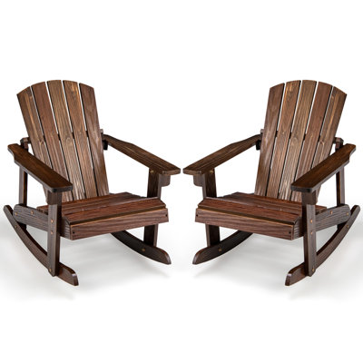 Ahona Fir Rocking Outdoor Adirondack Chair Set