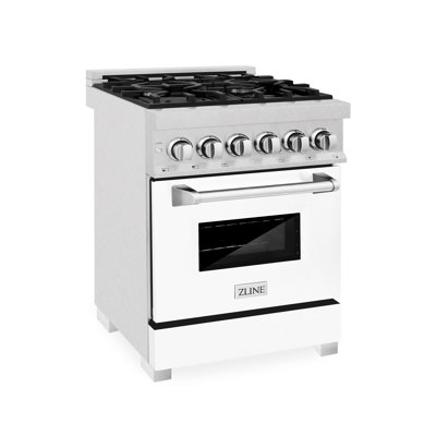 ZLINE 24 po 2,8 pieds cubes Pi. Cuisinière à double combustible avec plaque de cuisson à gaz 4 brûleurs et four électrique à convection en acier inoxydable Legacy