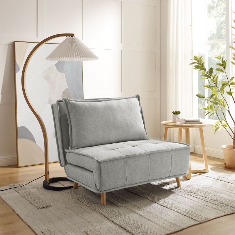 Mikell Upholstered Accent Chair, Light Gray Basketweave