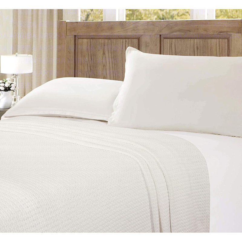 Ivory Twin Cotton Knitted Machine Washable Blanket