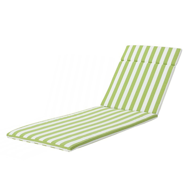2Pcs Outdoor Chaise Lounge Cushion Set, 2, Green Striped